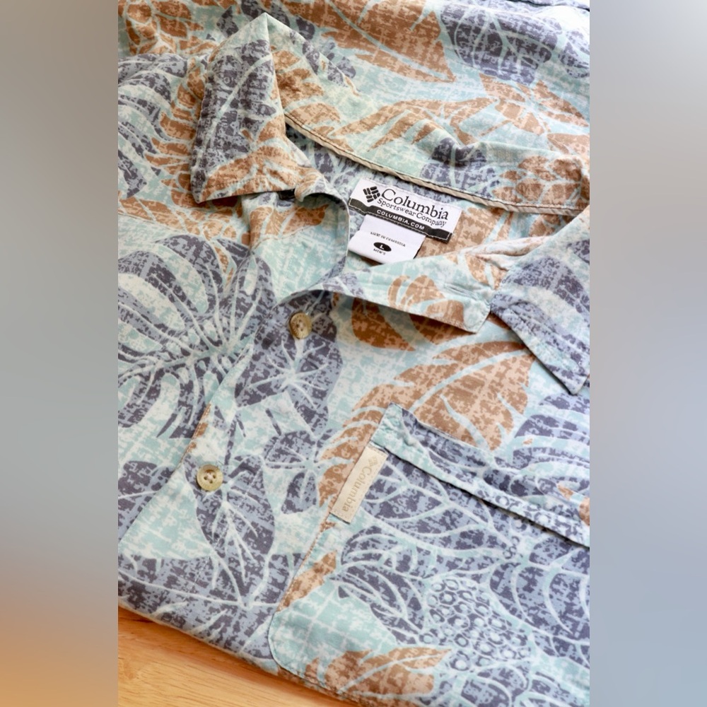Columbia Short Sleeve, Size Large, Hawaiian, Outdoor, Fishing, Hunting, Shirt
